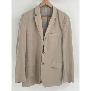 Calvin Klein Blazer Men Large 44R‎ Beige Tan Linen Blend 2 Button Sport Coat